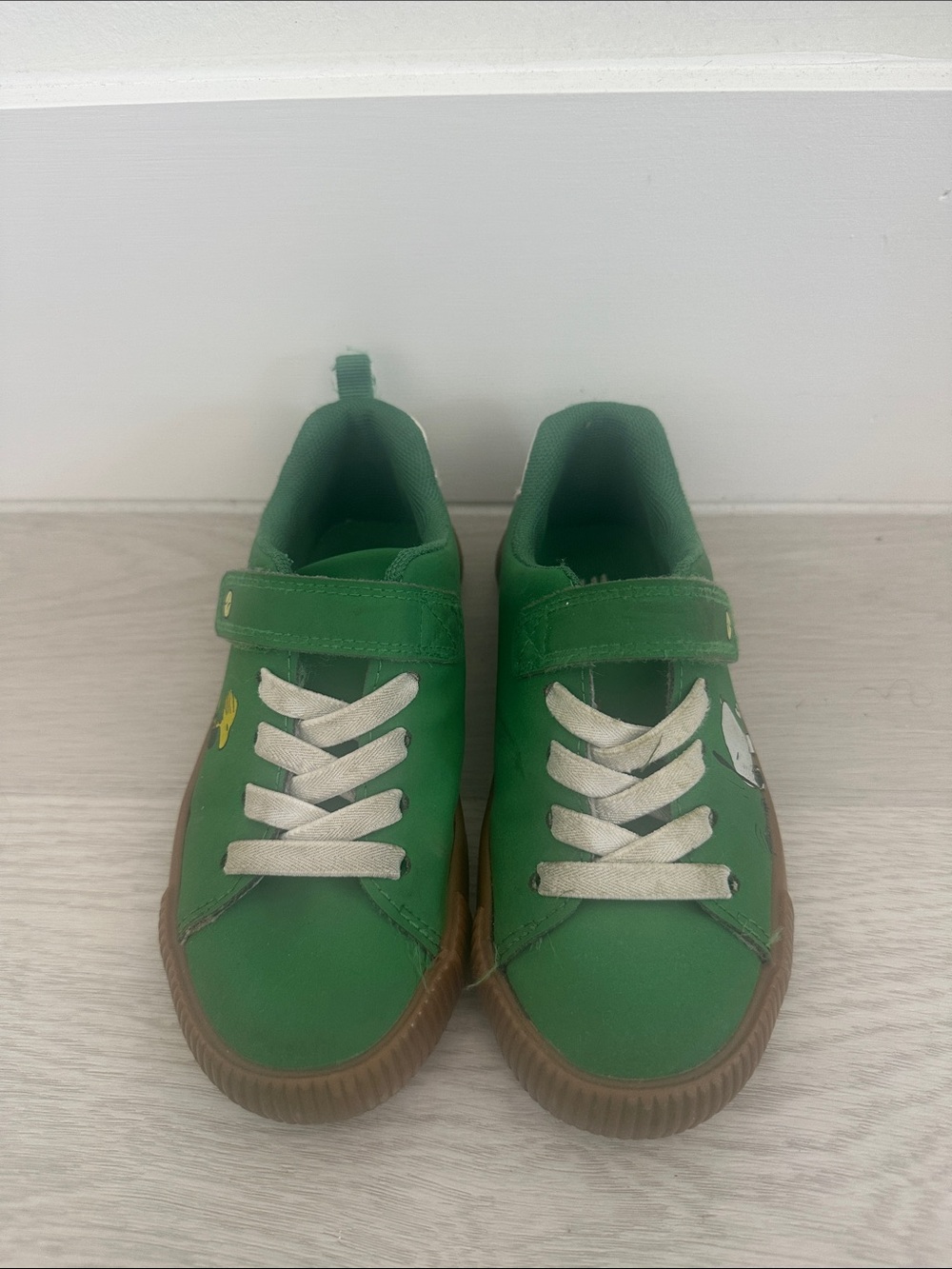 H&M Green Kids Sneakers with White Laces and Brown Sole